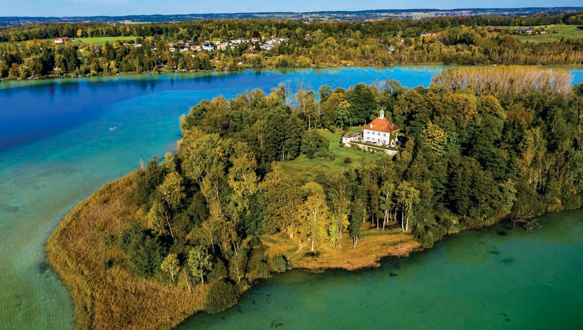 Luftbild der Mausinsel im Wörthsee